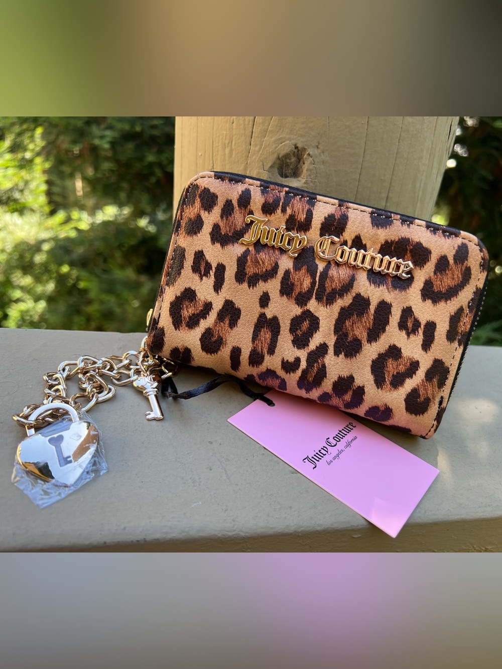 Juicy Couture Leopard Locket Love Zip Around Wallet